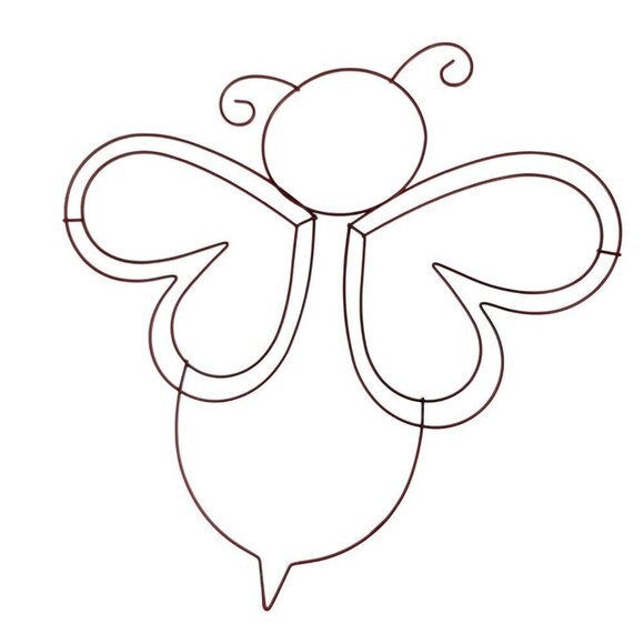 Garden Butterfly Bee Bug Shaped Wire Wreath Wall Decor Wire Art Red 14.5x14 inch - Picture 1 of 5